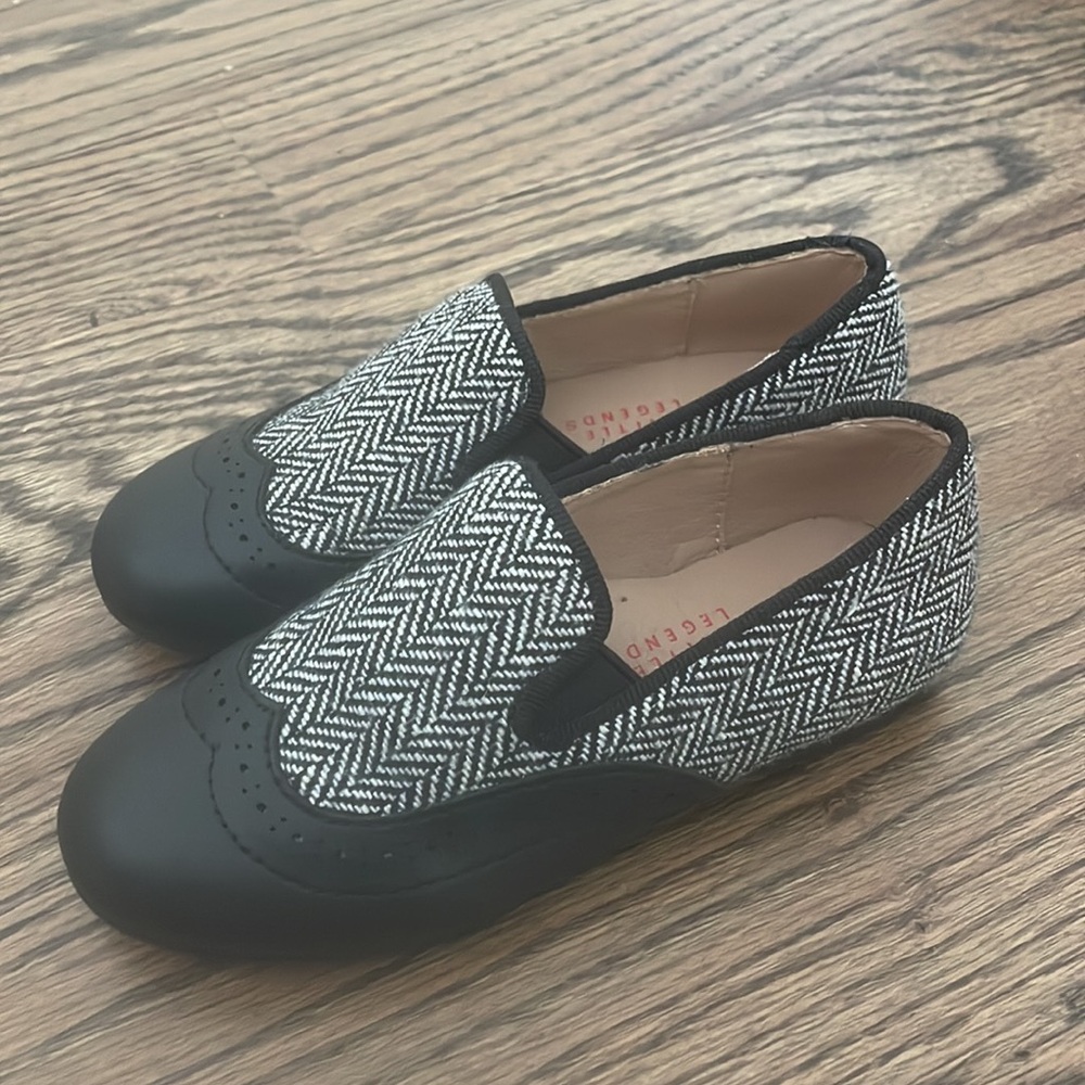 Little legend black and white boys toddler dress shoes